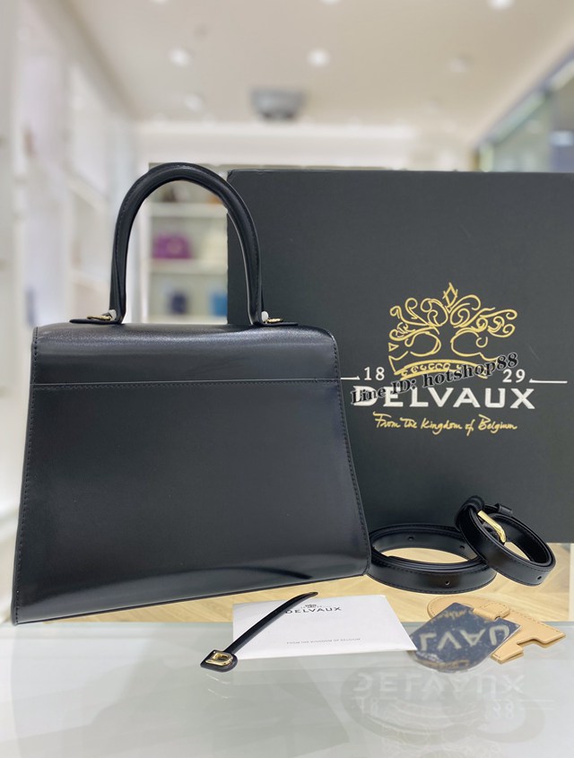 Delvaux專櫃新尺寸黑金扣比利時新版雙環brillant 德爾沃專櫃box皮手提肩背女包 bxs1008